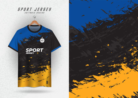 Background Mock up for sport jersey football running racing, brush pattern black blue and yellow background.のイラスト素材