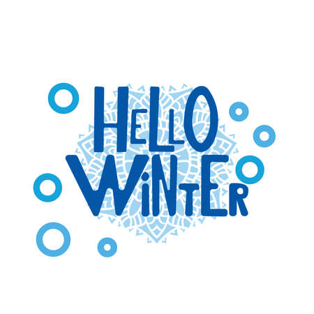 Hello Winter  inscription. Vector illustrationのイラスト素材