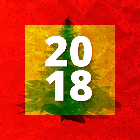 Happy new year 2018 card  on  texture  background. Vector illustration.のイラスト素材