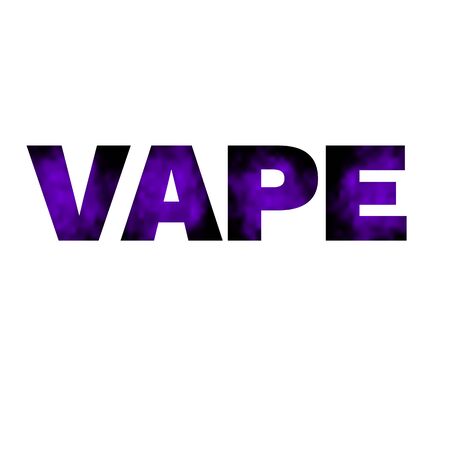 Vape banner Text with color vapor texture on white background. Vector illustration.のイラスト素材