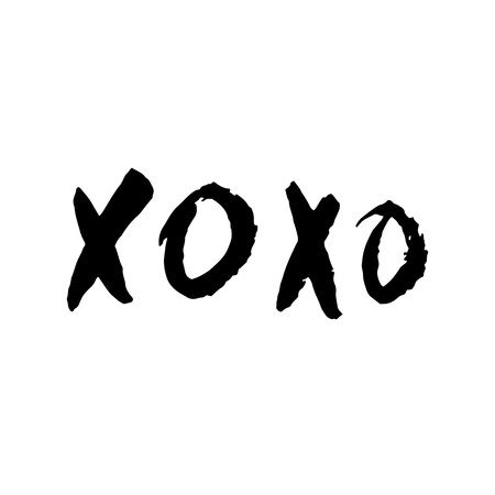 XO XO text card. Vector illustration isolated on white  background with hand lettering.のイラスト素材