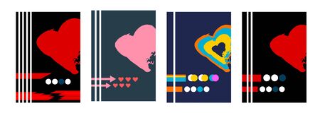 Set of 4 Minimalistic Cover Design. Abstract Geometric Background for Graphic Design - Banner, Poster, Flyer, Brochure, Card. Template for Education, Business, Web. Vector Illustration.のイラスト素材