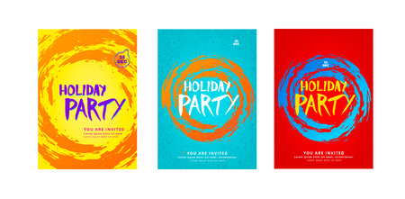Holiday party set poster template.  Background for card and flyer. Vector illustrationのイラスト素材