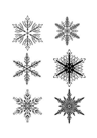 Silhouette snow-flake on white background. Vector illustration.のイラスト素材