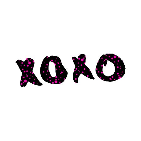 XO XO text card. Vector illustration isolated on white background with hand lettering.のイラスト素材