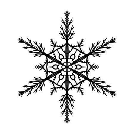 Silhouette snow-flake on white background. Vector illustration.のイラスト素材