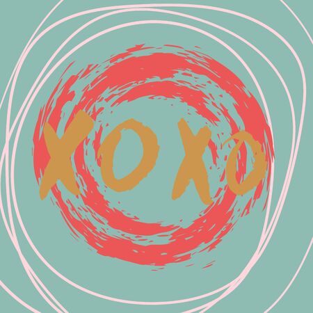 Valentine's Day Cover Design with Handwritten Xoxo Phrase. Abstract  Background for Graphic Design - Banner, Poster, Flyer, Brochure, Card. Vector Illustration.のイラスト素材