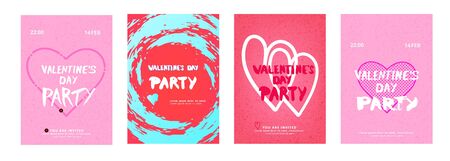 Collection of Happy Valentine's Day Party Banners. Template for Graphic Design - Invitation, Poster, Flyer, Brochure, Card. Vector Illustration.のイラスト素材