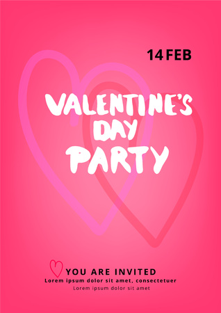 Happy Valentine's Day Party Banner. Template for Graphic Design - Invitation, Poster, Flyer, Brochure, Card. Vector Illustration.のイラスト素材