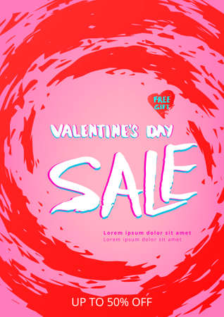 Happy Valentine's Day Sale. Template for Graphic Design - Banner, Poster, Flyer, Brochure, Card. Vector Illustration.のイラスト素材