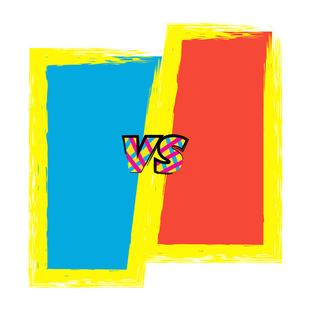 Versus sign on divided background pop art style. Template for banner, poster, flyer, brochure, card vector illustration.のイラスト素材