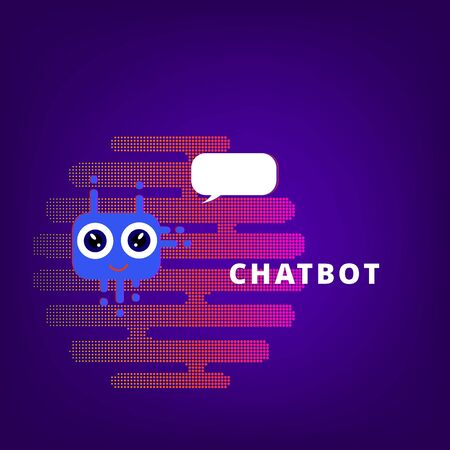 Chat bot robot virtual assistance. Chatbot with chromatic aberration effect. Trendy elements for banner, poster, card. Vector illustration.のイラスト素材