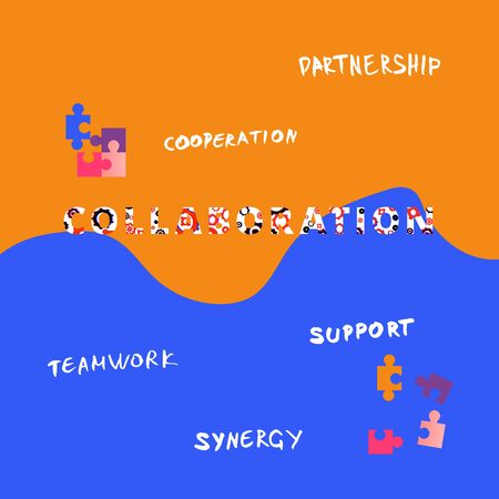 Collaboration phrase on colorful background. Template for graphic design  banner, poster, flyer, brochure, card.   Vector illustration.のイラスト素材