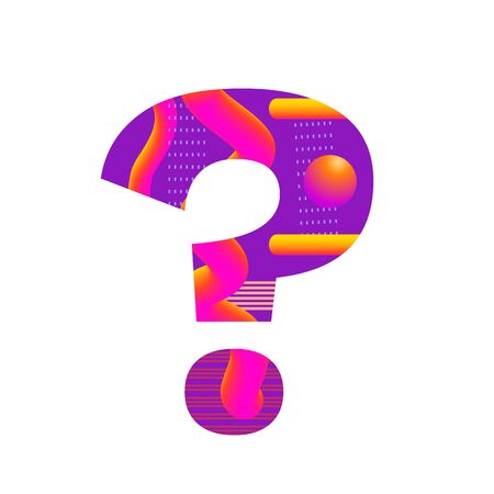 Question mark sign with geometric pattern isolated on white background. Creative typography with double exposition. Element for graphic design.のイラスト素材