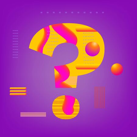 Question mark sign on bright geometric background with multi exposure. Element for graphic design.のイラスト素材
