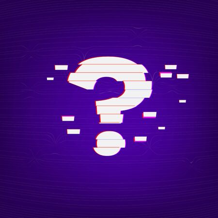 Question stylized mark sign with distorted glitch style effect. Chromatic aberration effect. Element...