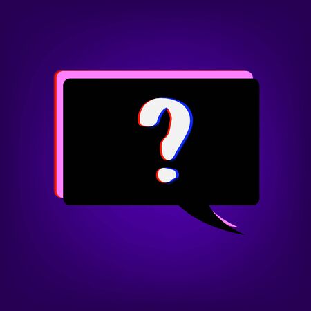 Speech bubble with question stylized mark sign with chromatic defect style. Chromatic aberration effect. Element for graphic design. Vector illustration. のイラスト素材