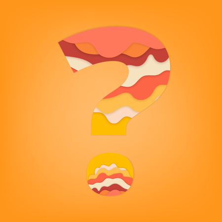 Question mark sign with 3D papercut effect. Paper cut style with multi layers. Symbol for graphic design. Vector illustration.のイラスト素材