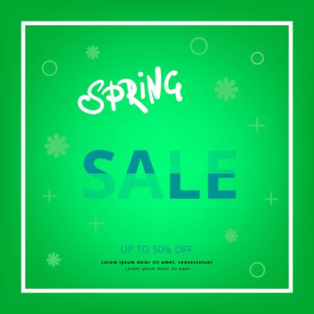 Spring Sale banner on abstract background. Sliced text style. Template for promotional advertising banner. Element for graphic design - banner, poster, flyer, brochure, card. Vector illustration.のイラスト素材