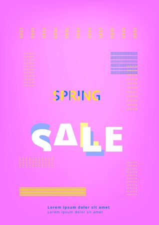 Spring Sale banner on geometric abstract background. Template for promotional advertising. Element for graphic design - banner, poster, flyer, brochure, card. Vector illustration.のイラスト素材