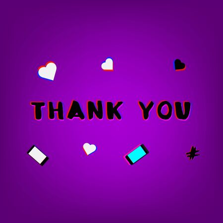 Thank You phrase. Chromatic aberration effect. Element for graphic design. Vector illustration.のイラスト素材