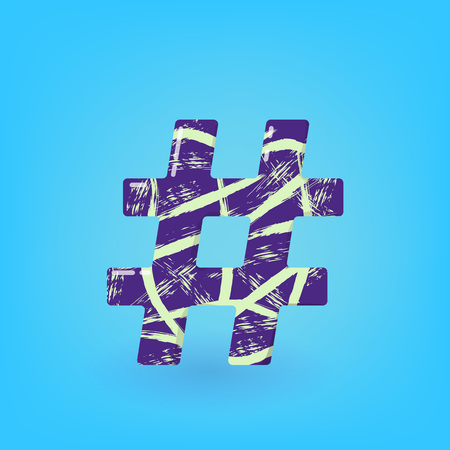 Hashtag sign isolated. Ultra violet palette colors.  Element for banner, poster, flyer, brochure, greeting card. Vector illustration.のイラスト素材