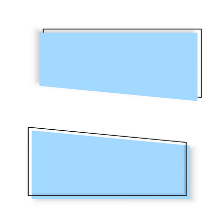 Two Flat geometric banners with shadow. Element for graphic design - poster, brochure, card, tag, sticker, badge. Vector illustration.のイラスト素材