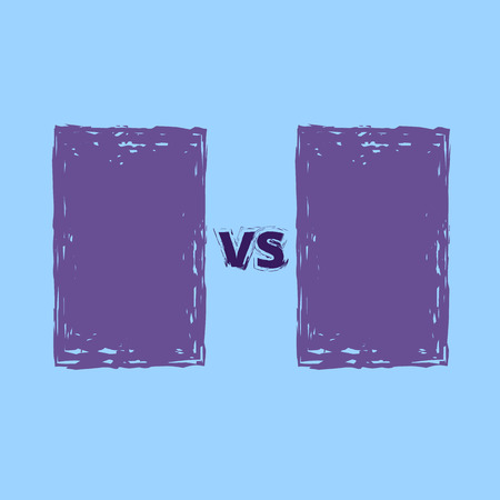 Versus banner on divided background. VS screen. Decorative battle background with lettering. Template for - poster, brochure, card. Vector illustration.のイラスト素材