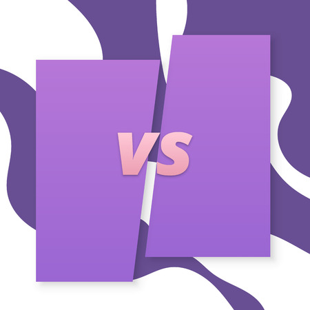 VS screen. Versus sign on divided wavy background.  Decorative battle cover with lettering. Template for graphic design. Vector illustration.のイラスト素材