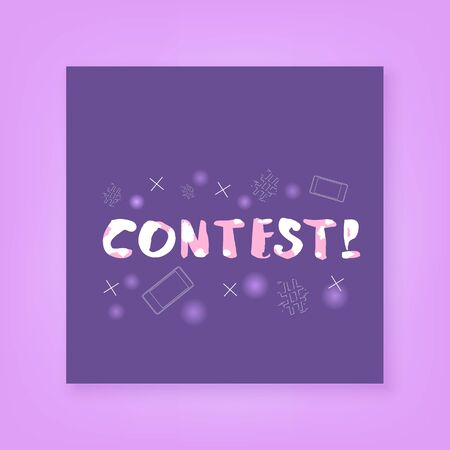 Contest handwritten lettering. Element for graphic design - poster, flyer, brochure, card. Template for social media. Vector Illustration.のイラスト素材