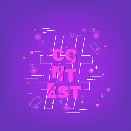 Contest lettering. Square banner. Element for graphic design - poster, flyer, brochure, card. Template for social media. Sliced text effect. Vector Illustration.のイラスト素材