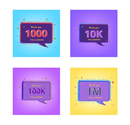 Thank you followers Banners. Set of card for social media networks.のイラスト素材