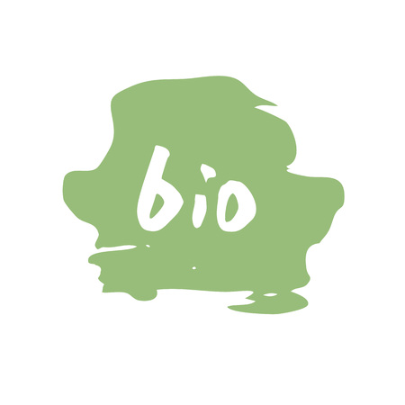 Bio hand drawn vector badge. Handwritten logo templates.のイラスト素材