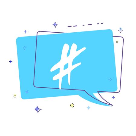 Hand drawn Hashtag sign with speech bubble isolated. Element for graphic design - blog, social media, banner, poster, flyer, card. Vector illustration.のイラスト素材
