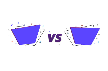 Versus. VS letters with geometric frames isolated on white background. Element for graphic design - banner, ad, poster, flyer, tag, coupon, invitation card. Vector illustration.のイラスト素材