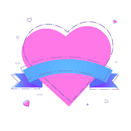 Heart with ribbon. Isolated vector illustration.のイラスト素材