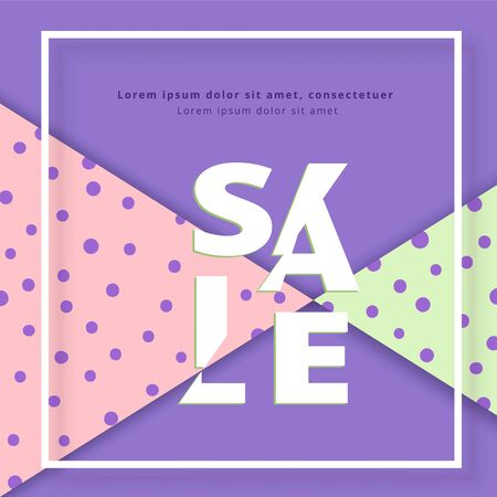 Sale Square Card Sliced Text effect. Vector Illustration.のイラスト素材