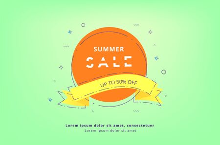 Summer Sale horizontal card. Element for graphic design - web, social media, banner, poster, flyer, ad. Vector Illustration.のイラスト素材
