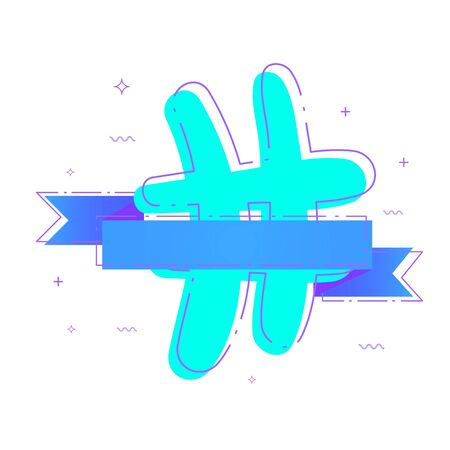 Hashtag sign with ribbon. Number symbol.  Vector illustration.のイラスト素材