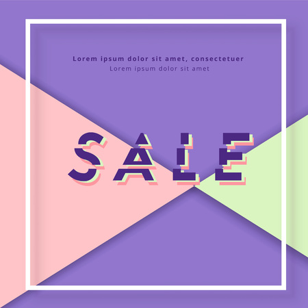 Sale Square Card. Sliced Text effect. Vector Illustration.のイラスト素材
