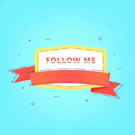Follow me sliced text with retro badge Vector illustration.のイラスト素材