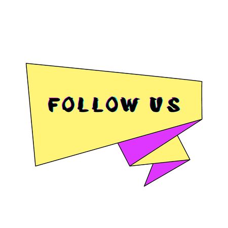 Follow us lettering on geometric banner Vector illustration.のイラスト素材