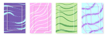 Set of vertical covers for graphic design. Background with brush decoration. Vector illustration.のイラスト素材