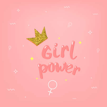 Girl Power composition. Vector illustration.のイラスト素材