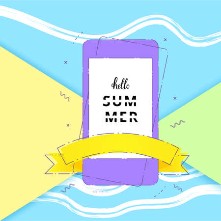 Hello Summer banner. Vector illustration.のイラスト素材