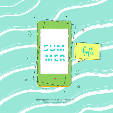 Hello Summer banner. Vector illustration.のイラスト素材