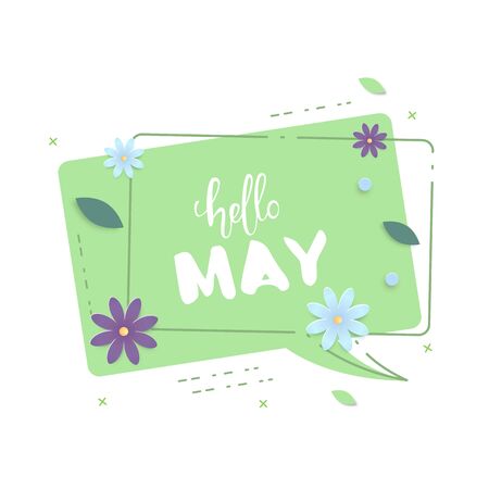 Hello May banner. Handwritten lettering. Vector illustration.のイラスト素材