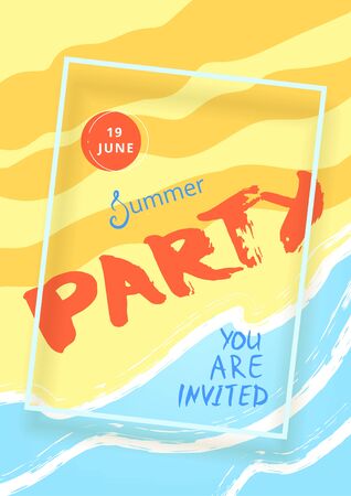 Vertical Summer Party banner.  Template for holiday design. Vector illustration.のイラスト素材