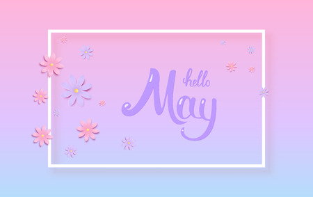 Hello May banner. Handwritten lettering. Vector illustration.のイラスト素材