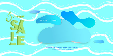 Summer sale card vector illustration in green and blue colors.のイラスト素材